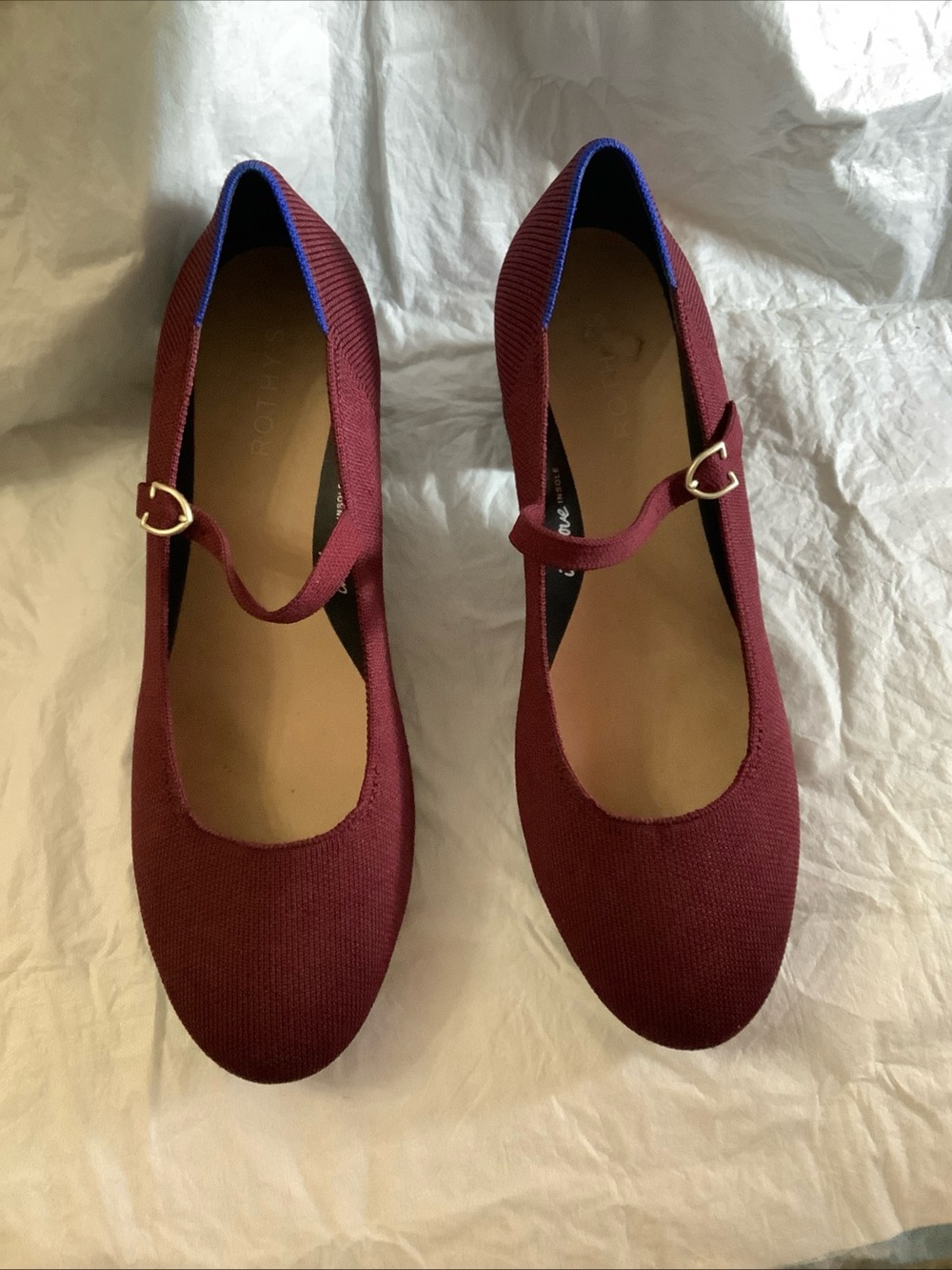 Rothy’s The Mary Jane Heel Women's Size 10 Burgundy Knit Block Heel Pumps - Picture 3 of 16